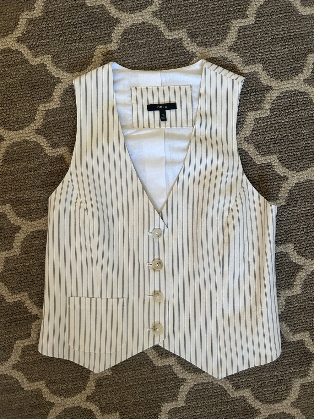 DREW White Pinstripe Buttoned Vest
